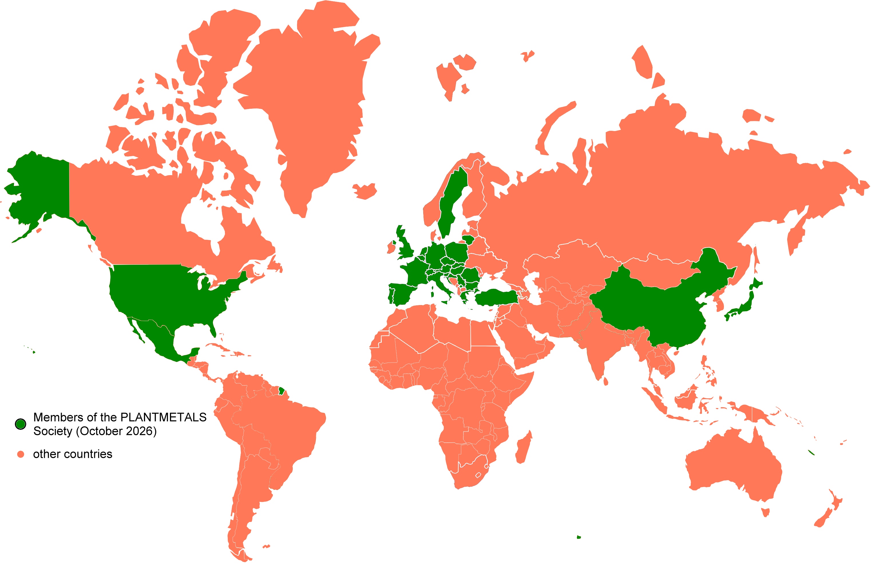 World map with Plantmetals society members